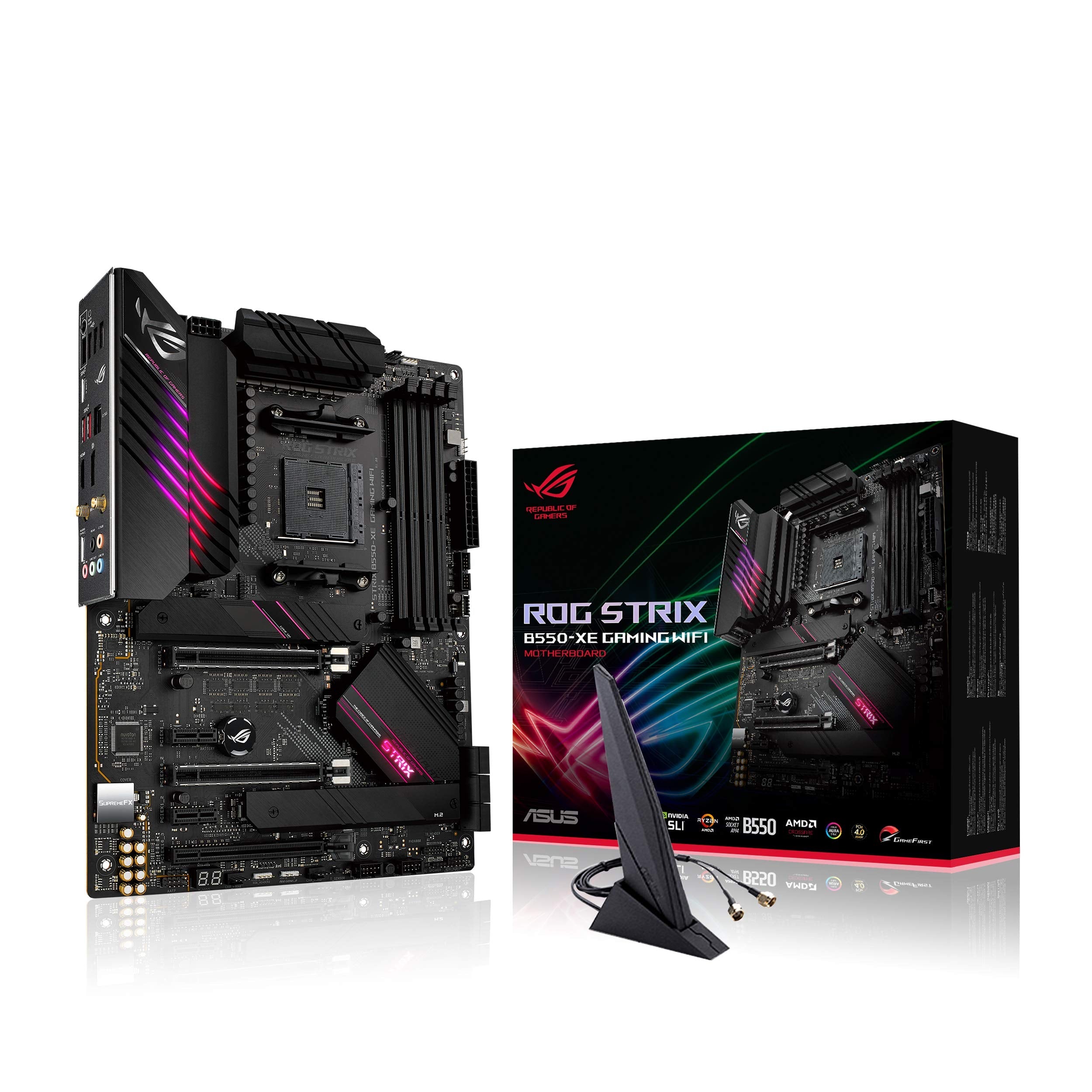 ASUS ROG STRIX B550-XE GAMING WIFI, Scheda madre Gaming AMD B550 Ryzen AM4 ATX con PCIe 4.0, 16 fasi di potenza, Lan 2.5 Gb, WiFi 6 (802.11ax), 2x M.2, USB 3.2 Gen 2, RGB Aura Sync