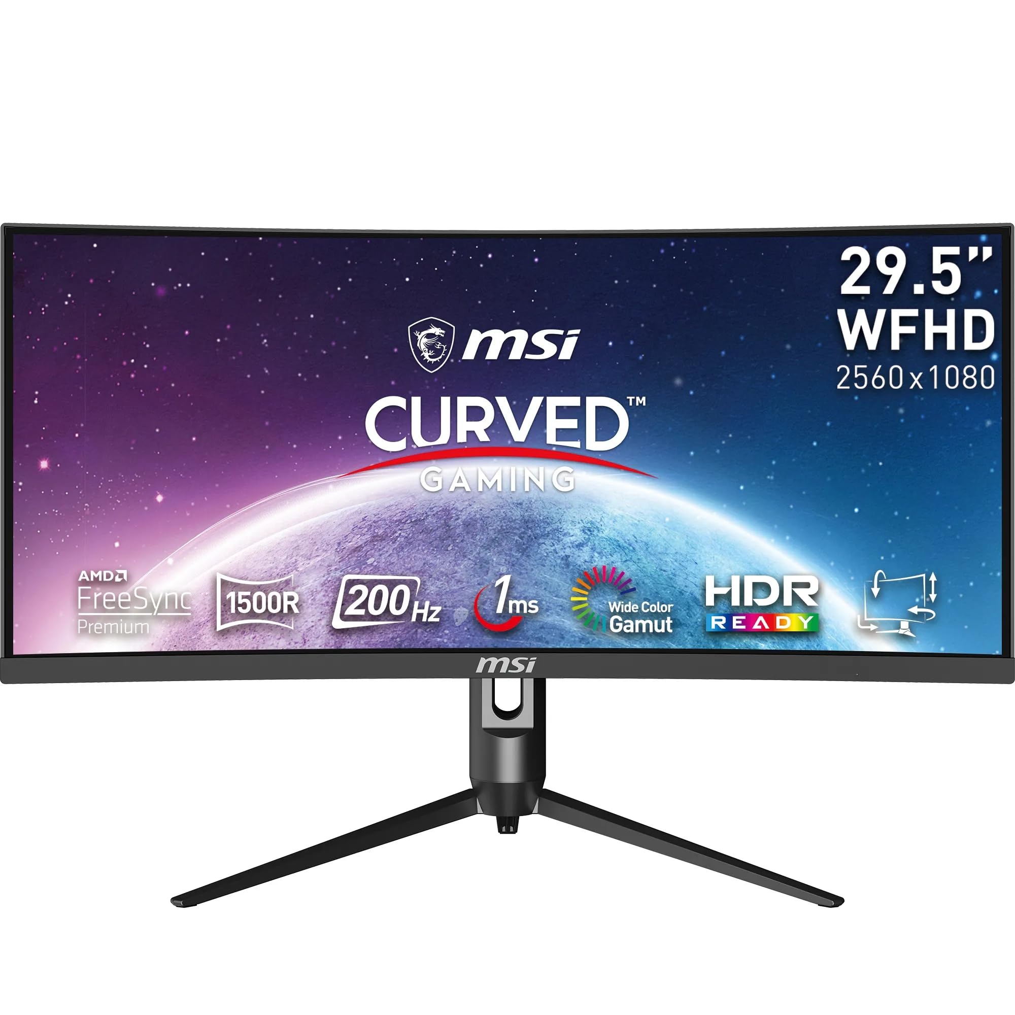 MSI Optix MAG301CR2 Monitor Gaming Curvo 29,5" WFHD - Pannello VA (1500R), 2560 x 1080, 200 Hz / 1ms, Gamut Colore sRGB 103%, FreeSync Premium - DP 1.2a, HDMI 2.0b CEC