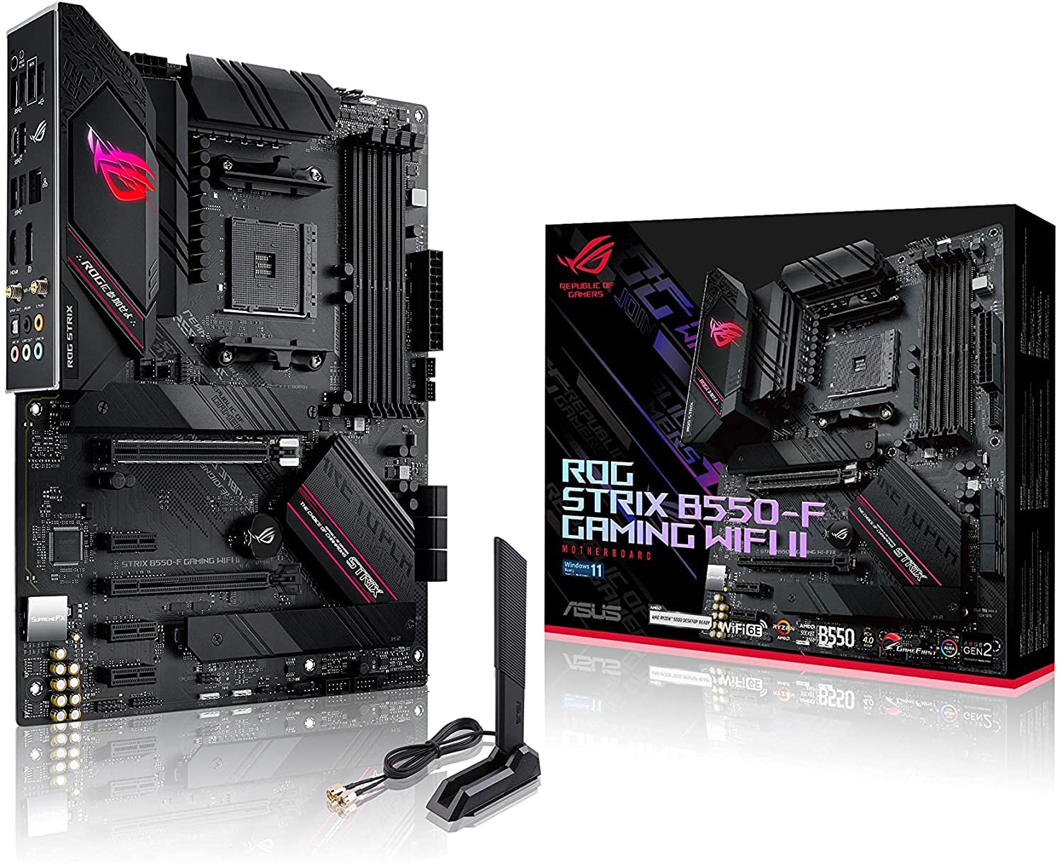 ASUS ROG Strix B550-F Gaming WiFi II Scheda Madre Gaming ATX, AMD B550, Socket AM4, DDR4, PCI 4.0, LAN Intel 2.5Gb, WiFi 6E (802.11ax), 2xM.2, 6xSATA 6GB/s, 2xUSB 3.2 Gen 2, Aura Sync RGB, Nero