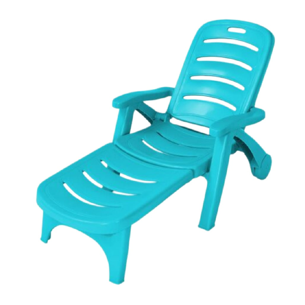 Sedia a Sdraio Regolabile in Plastica Color Turchese