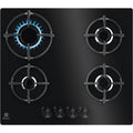 Electrolux Piano Cottura Gas EGG64272K Serie 600 Gas on Glass 60cm da Incasso, 4 Fuochi, Bruciatore Rapido, Bruciatore Wok, Precisa Regolazione della Fiamma, Sicurezza Sicurgas, 590x520cm, Nero