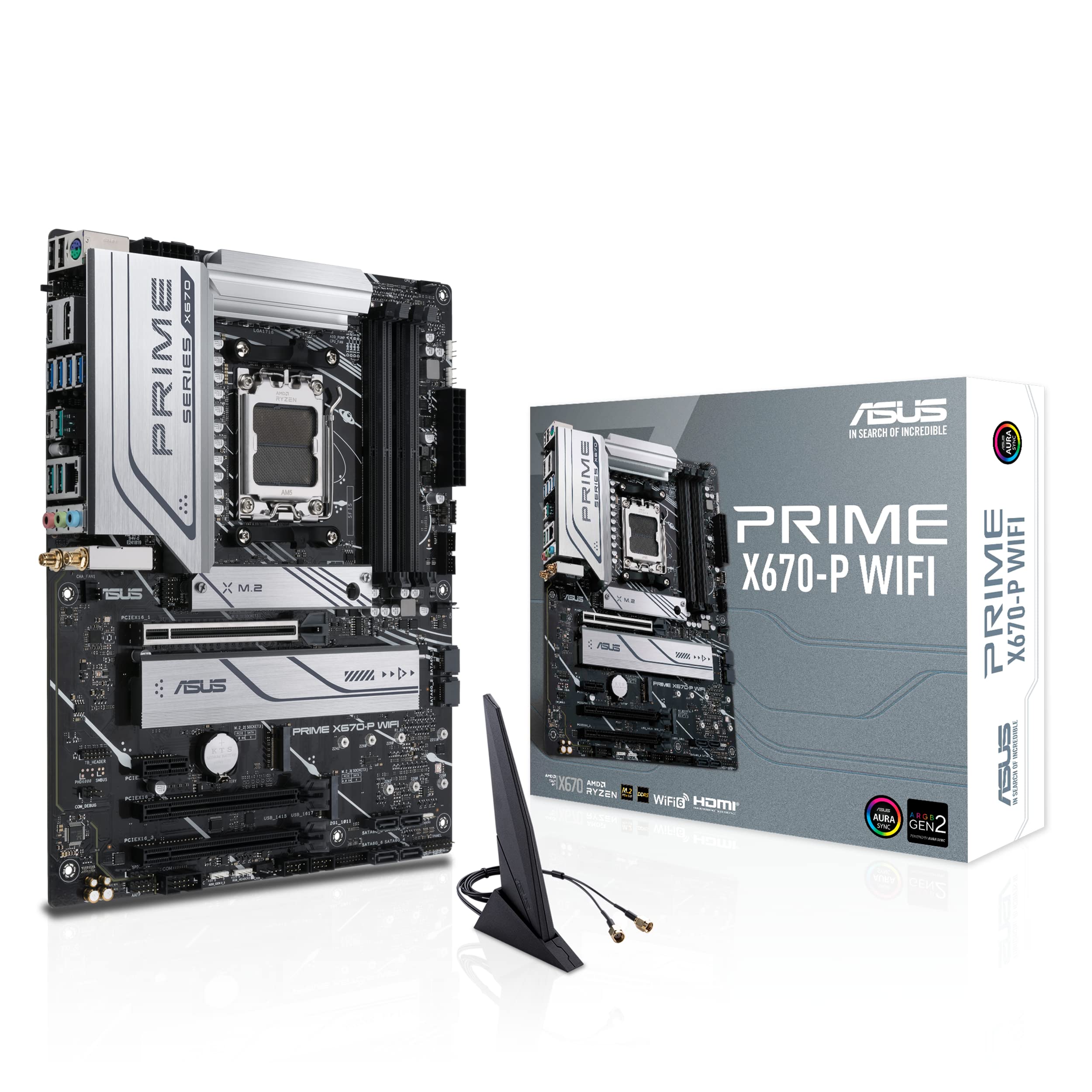 ASUS PRIME X670-P WIFI Scheda Madre ATX, AMD X670, AMD AM5, DDR5, PCI 5.0, Realtek 2.5Gb Ethernet, WiFi 6 (802.11ax), Realtek 7.1 Surround, 3xM.2, 6xSATA 6GB/s, Aura Sync RGB, Nero