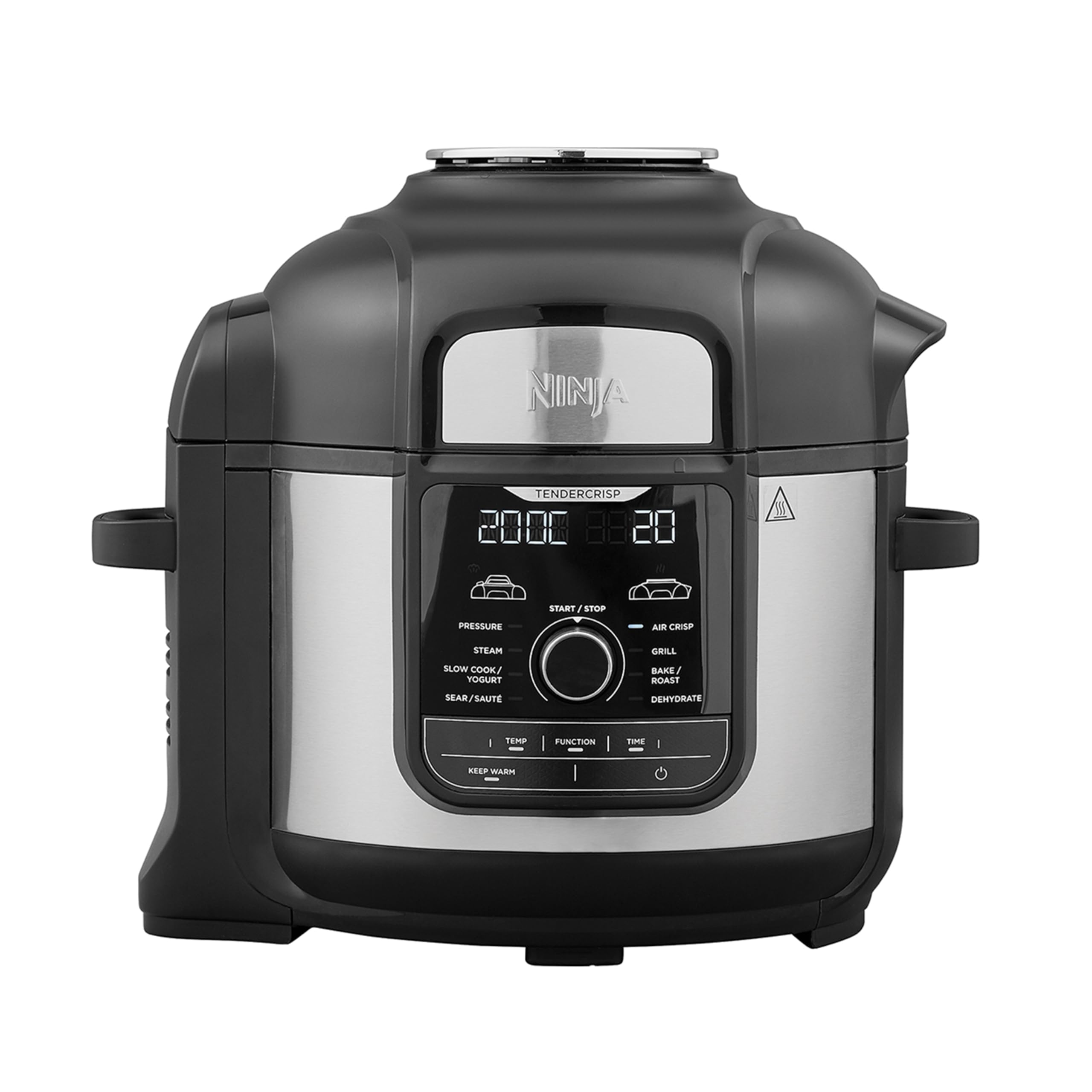 Ninja Foodi MAX Multicooker, 9 in 1, 7.5L, 9 Funzioni di Cottura, Pentola a Pressione, Friggitrice ad Aria, Cottura Lenta, Griglia e Altro, Acciaio Satinato/Nero, OP500EU