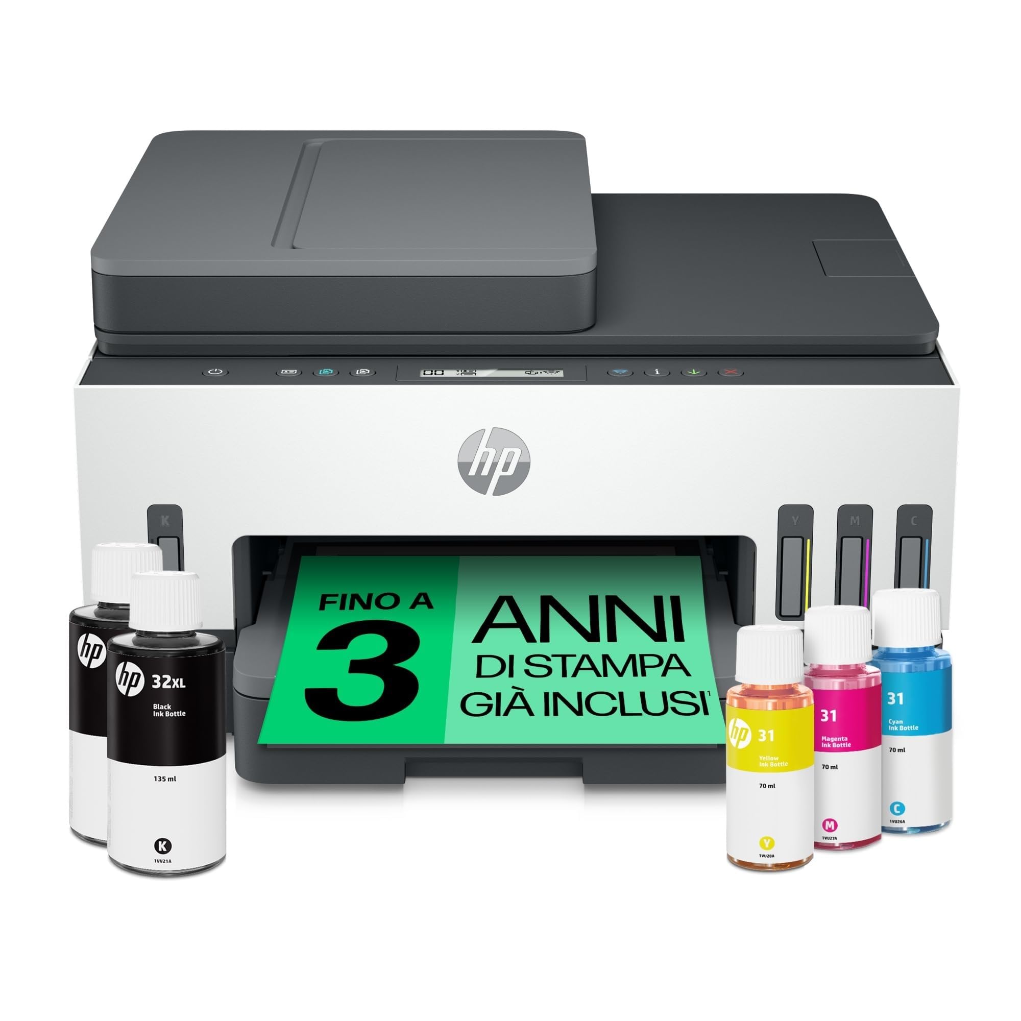 HP Smart Tank Plus 7305 AiO 28B75A, Stampante Multifunzione a Colori, Serbatoio d'Inchiostro ad Alto Volume di Stampa, Fino a 12000 Pagine (Nero) e 8000 Pagine (Colore), F/R Automatica, Wi-Fi, Grigia
