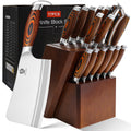 WILDMOK Set di coltelli Set di coltelli da 17 pezzi con ceppo di legno - Set di posate perfette in acciaio tedesco Regalo