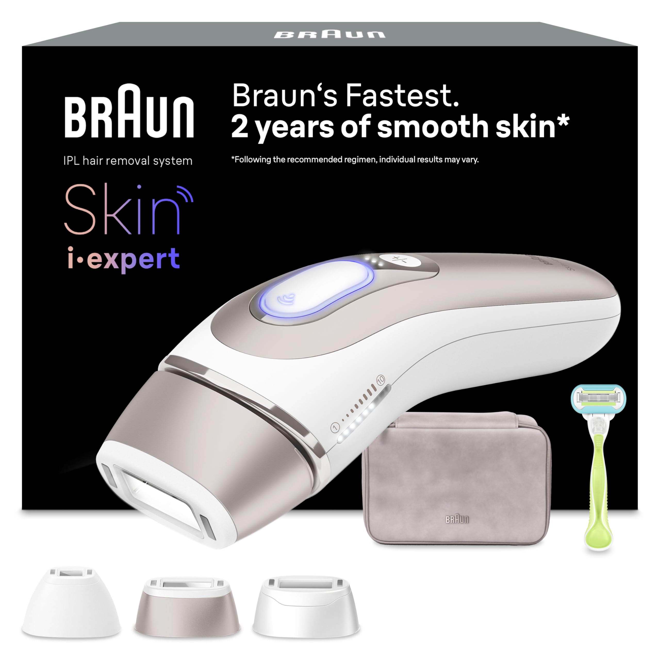 Braun Skin I·Expert Epilatore Luce Pulsata Smart, Epilazione A Casa Tua, Alternativa Al Laser, Con App Gratuita, Custodia, Rasoio Donna Gillette Venus, 3 Testine Per Viso E Corpo, Idea Regalo, PL7253