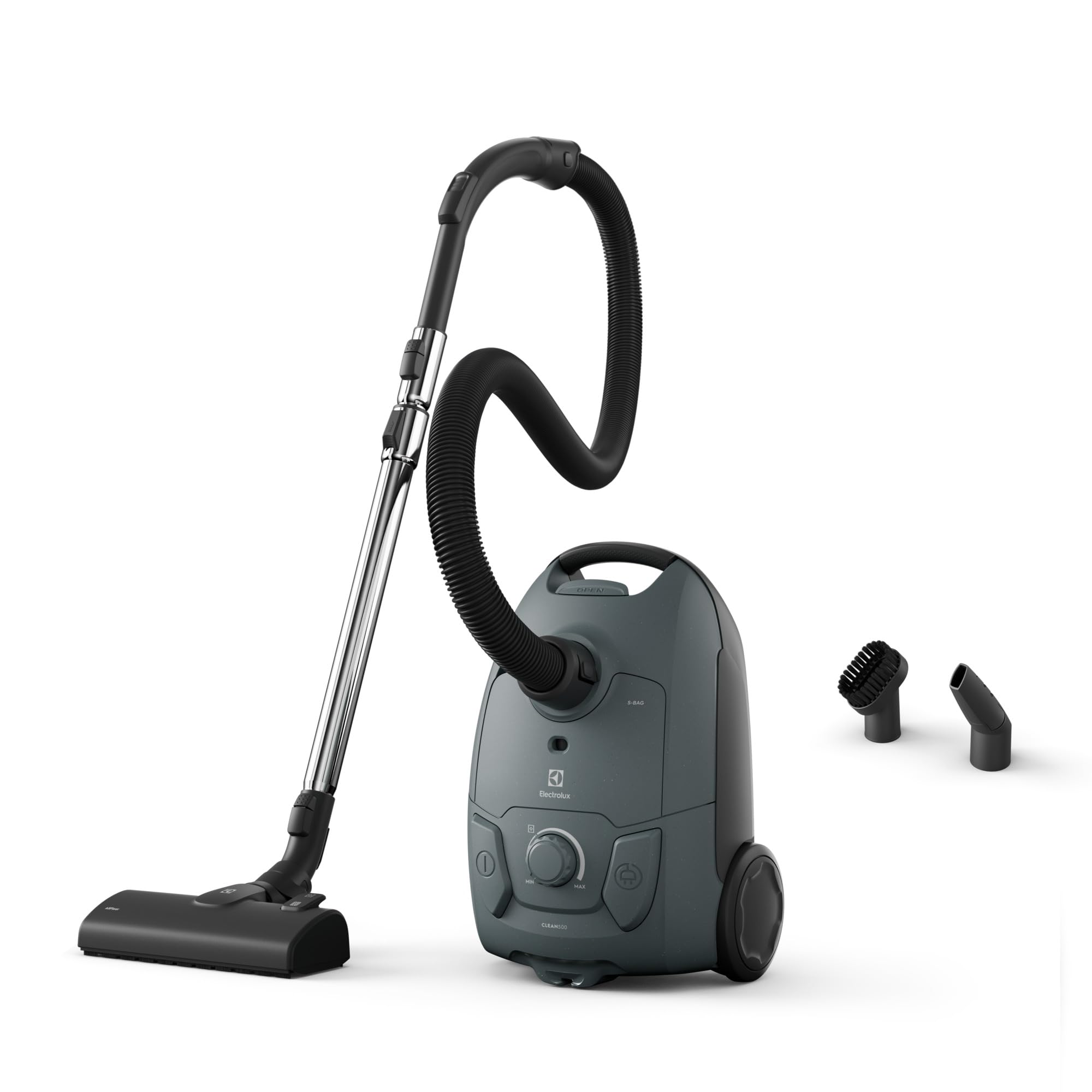 Electrolux Clean 500 EB51C1OG, Aspirapolvere con Bocchetta Combinata, Design Sostenibile, Facile da Manovrare, Grandi Ruote, Regolazione Manuale, Compatto, con Spazzola per la Polvere, Verde Oceano
