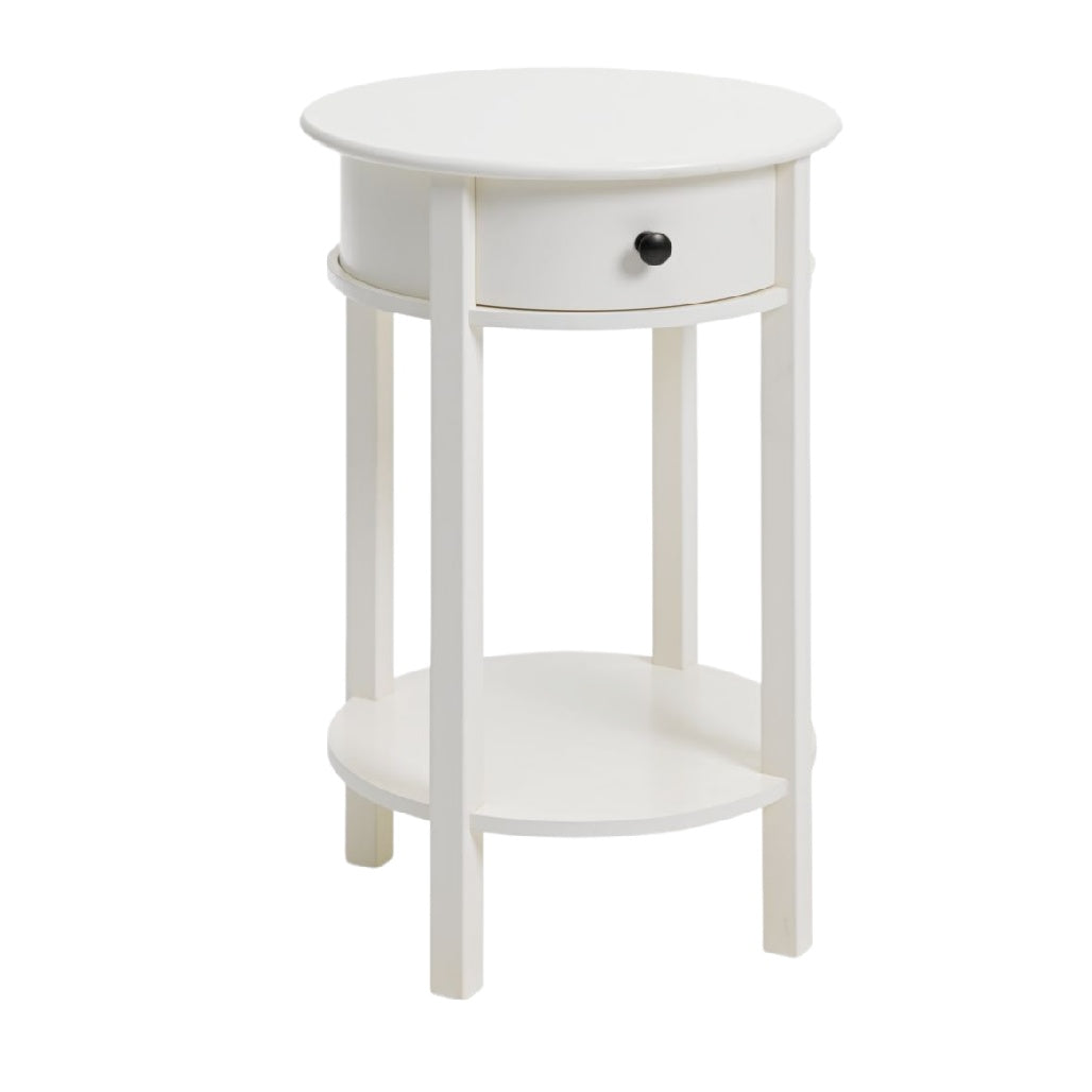 Comodino Bianco con Cassetto e Ripiano Inferiore