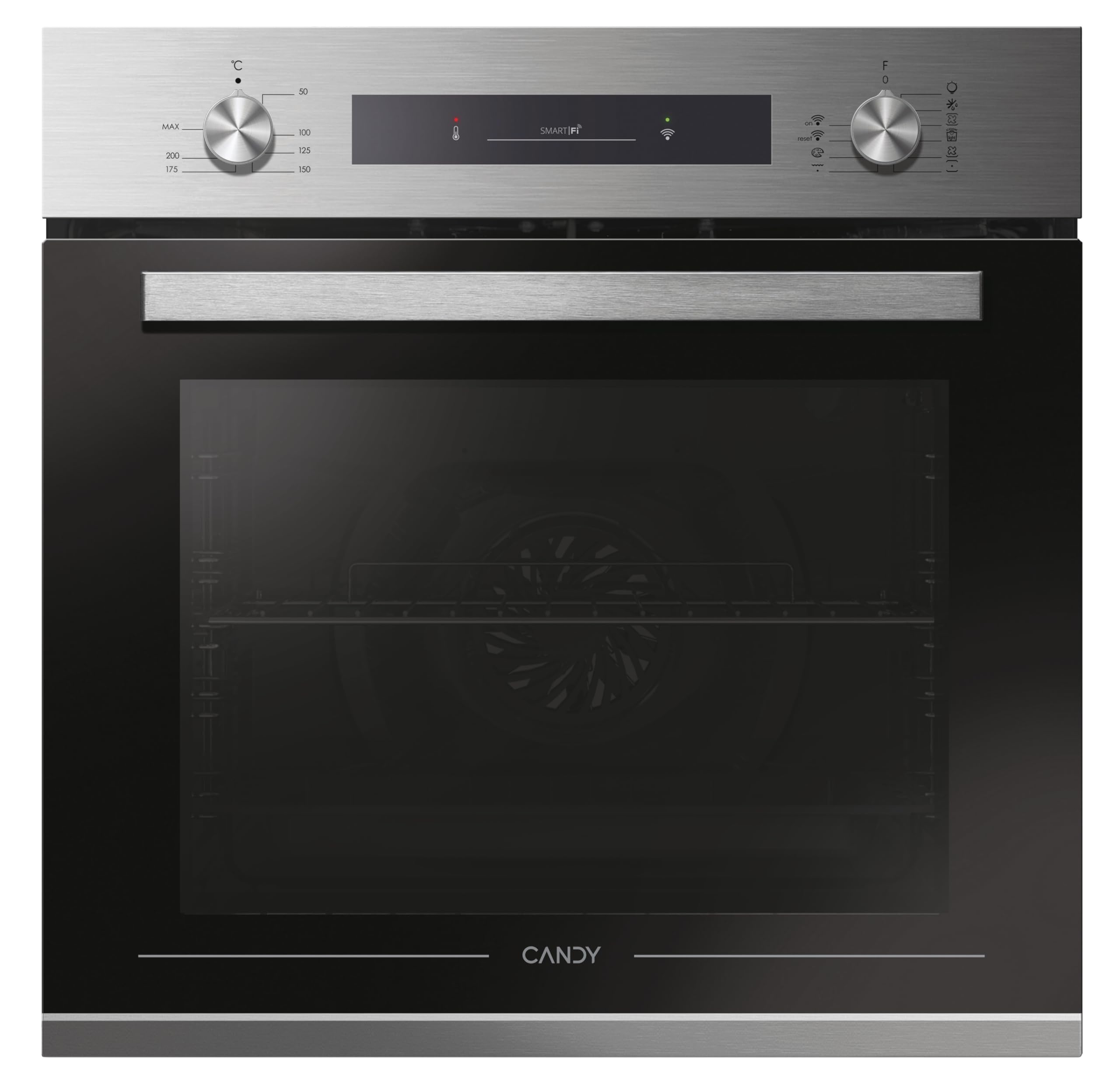 Candy - Timeless FCP602X E0/E, Forno multifunzione, 70 l, connettività Wifi, ventola di raffreddamento, 10 funzioni, display touch screen e controlli, doppia porta in vetro rimovibile, classe A, inox