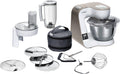 Bosch Serie 4 Planetaria MUM5XW20, 1000W, Ciotola in Acciaio Inox da 3,9 L, 7 Livelli di Velocità, Timer Integrato, Fruste, Gancio, Frullatore e Dischi Vari Inclusi, Lavabili in Lavastoviglie, Bianco