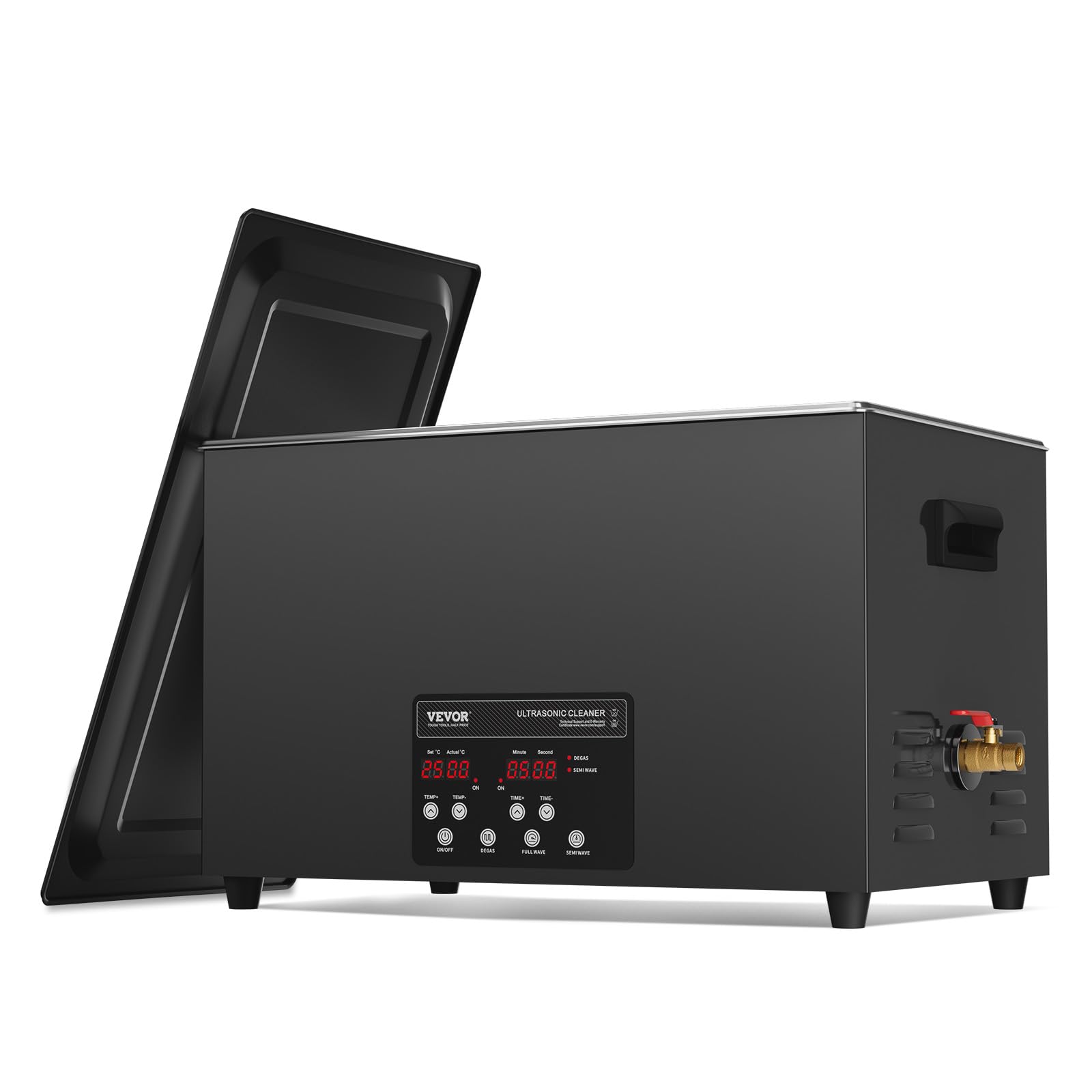 VEVOR Pulitore ad Ultrasuoni 30L, Macchina per Pulizia ad Ultrasuoni Digitale 600W con Degasaggio Modalità Delicata, Pulitore ad Ultrasuoni Industriale da 40kHz con Timer e Riscaldatore per Gioielli