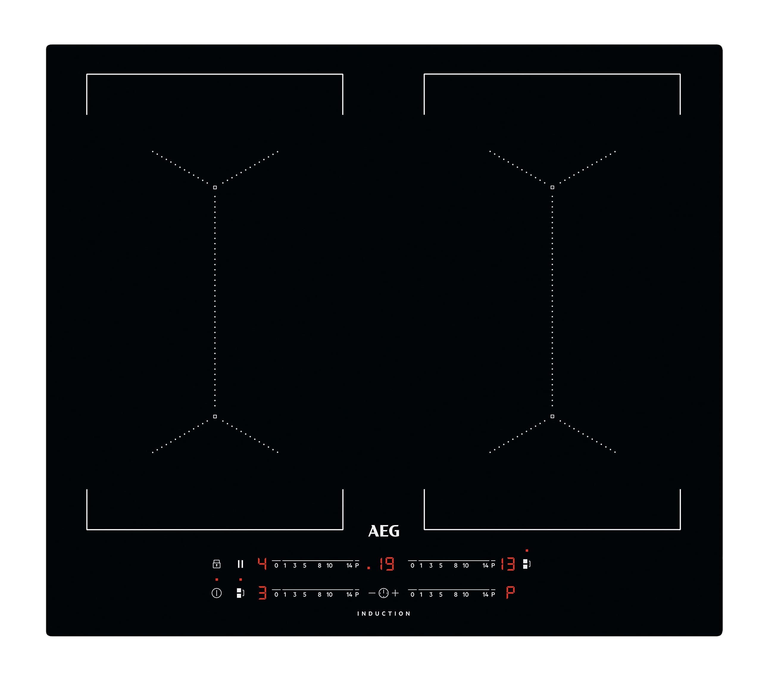 AEG Serie 6000 MultipleBridge Piano Cottura a Induzione 4 Fuochi da Incasso, IKE64453IB Superficie Antigraffio e Funzione AutoMax, 4 Zone di Cottura, 60 cm di larghezza, 580x510 mm, Nero