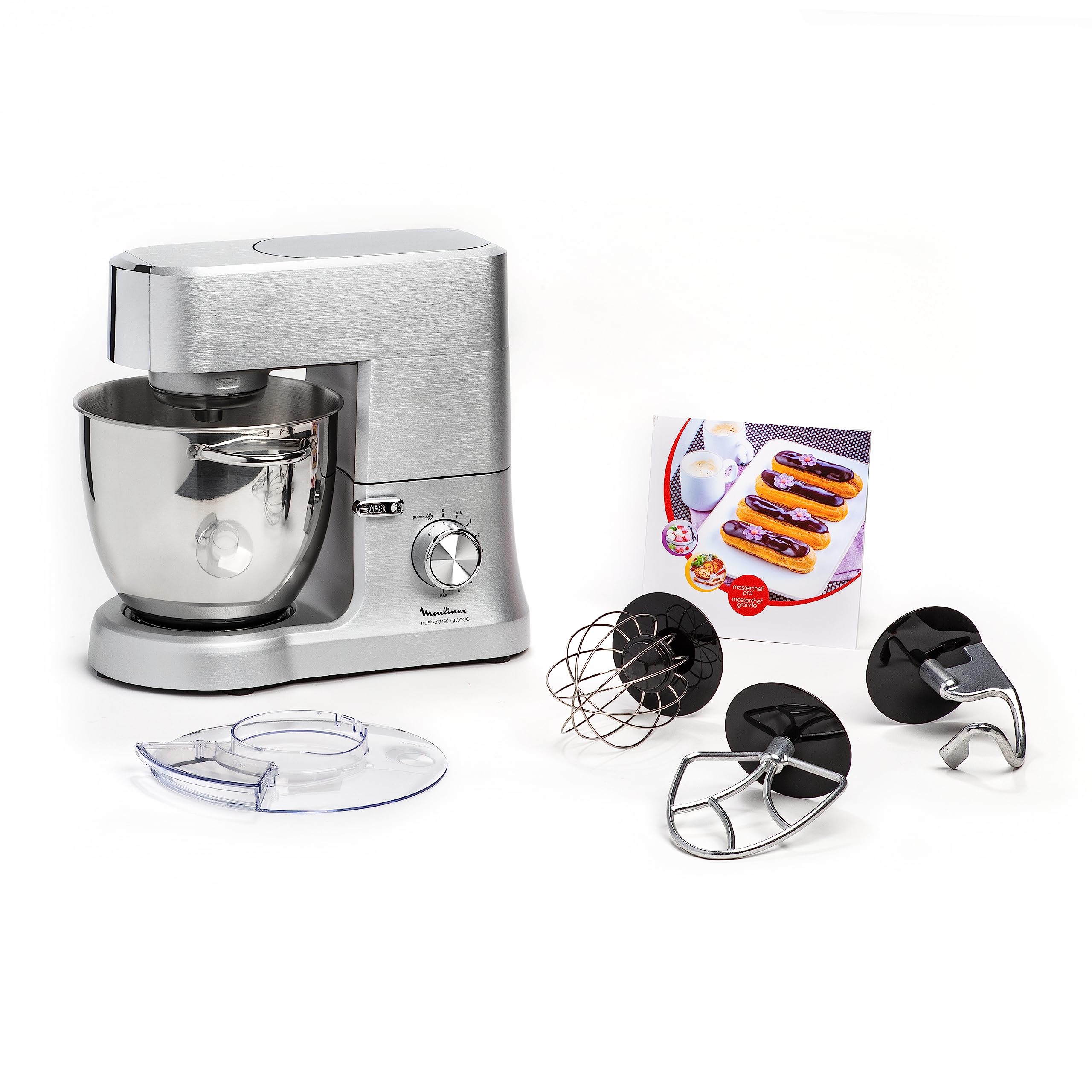 Moulinex Masterchef Impastatrice Planetaria, 6,7 litri, Robot da cucina con Frusta, sbattitore, Gancio Impastatore, 1500 W, 8 velocità, QA810D