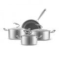 Karaca PowerSteel 316+ - Set di pentole a 5 strati in acciaio inox 316+, 7 pezzi, pentole e padelle antiaderenti con coperchi, set da cucina per cucinare tutti i giorni, elegante set di padelle a