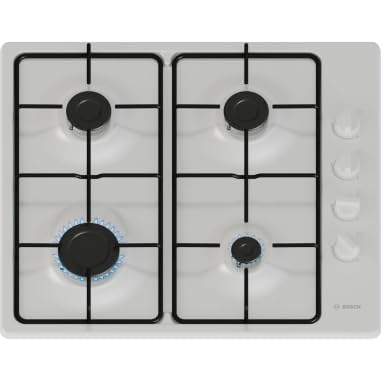Bosch PBP6B2K80, Serie 2, Piano Gas, 4 Fuochi, 60 cm, Smalto Bianco