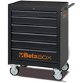BETA C04BOX - Carrello Portautensili con ruote da 125 mm: 2 fisse e 2 girevoli (due con freno), 6 Cassetti estraibili con guida telescopica a sfera e tappetini in gomma espansa