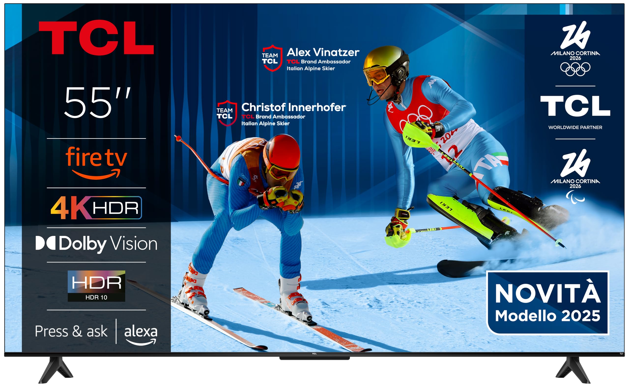 TCL 55PF650 55 pollici 4K Ultra HD, HDR TV, Smart LED Fire TV (Dolby Vision, Dolby Atmos, DTS, HDR 10, Alexa integrato, Airplay2, Miracast)
