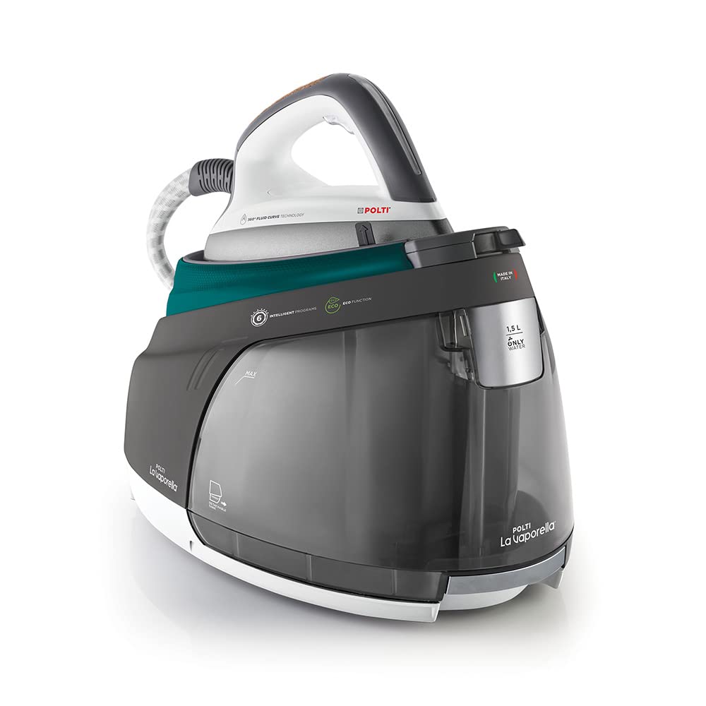 Polti La Vaporella XT120C, Ferro da Stiro a Vapore con Caldaia, Pressione 8,5 Bar, Funzione Eco, Autonomia Illimitata, Capacità 1,5 L, Potenza 2350 W, Steam Pulse 600 g, Turchese e Grigio